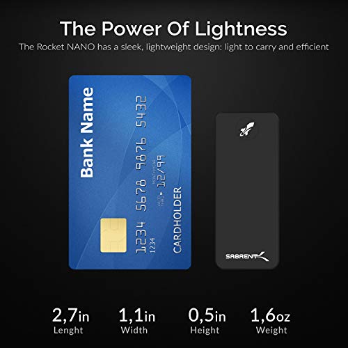 Sabrent SSD Externo de Aluminio de 1 TB Rocket Nano (Negro) (SB-1TB-NANO-BLK)