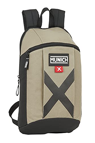 Safta Mini Mochila Uso Diario de Munich Sapporo, 220x100x390 mm, Beige/Negro