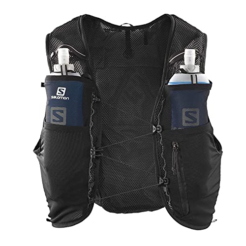Salomon ADV Hydra Vest 4 Chaleco de hidratación 4L, 2 Botellas SoftFlask 500 ml Incluidas, Unisex Adulto, Negro (Black), XL