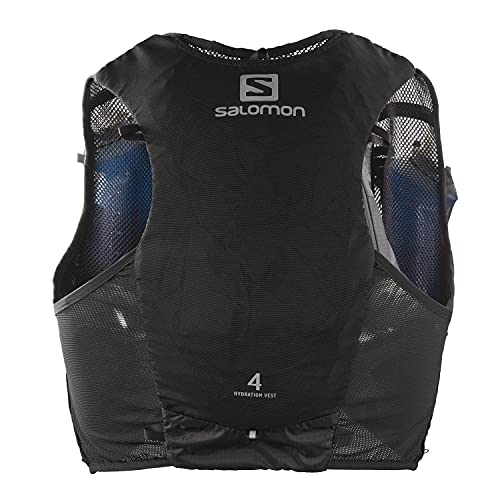 Salomon ADV Hydra Vest 4 Chaleco de hidratación 4L, 2 Botellas SoftFlask 500 ml Incluidas, Unisex Adulto, Negro (Black), XL