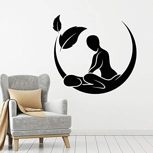 Salón de masajes Logo pegatina de pared vinilo pared ventana calcomanía Spa belleza cuidado de la salud terapia pared pegatina Mural A7 44X42CM