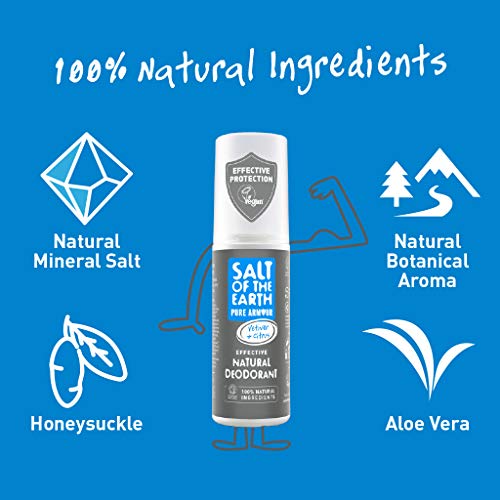 Salt Of The Earth Pure Armour - Desodorante Spray para Hombre, 100 ml