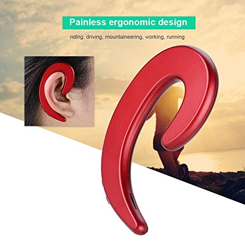 SALUTUY Auriculares Indoloros, Recordatorio de Voz en Chino E Inglés Fácil de Llevar Auriculares Ligeros Y Pequeños con Gancho para la Oreja para Montar para V3.0 para Trabajar(Rojo)