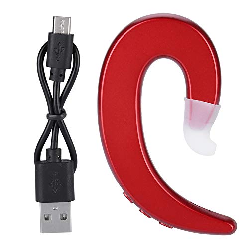 SALUTUY Auriculares Indoloros, Recordatorio de Voz en Chino E Inglés Fácil de Llevar Auriculares Ligeros Y Pequeños con Gancho para la Oreja para Montar para V3.0 para Trabajar(Rojo)
