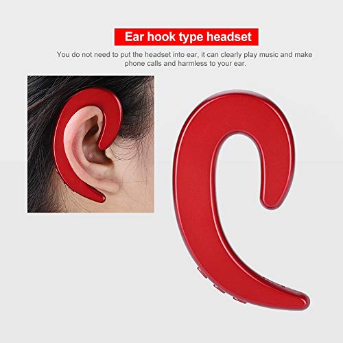 SALUTUY Auriculares Indoloros, Recordatorio de Voz en Chino E Inglés Fácil de Llevar Auriculares Ligeros Y Pequeños con Gancho para la Oreja para Montar para V3.0 para Trabajar(Rojo)