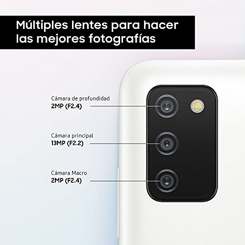 Samsung Galaxy-A03s | Smartphone con pantalla de 6.5" TFT LCD HD+ | 3GB RAM y 32GB memoria interna ampliables | 5.000 mAh batería y carga rápida 15W | Color Blanco [Versión española]