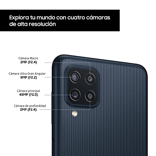 Samsung Galaxy M22 – Pantalla 6,4” (AMOLED HD+, 90Hz, 4GB RAM + 128GB almacenamiento, cuádruple cámara trasera, 5000 mAh carga rápida 25W) Negro [Versión Es]