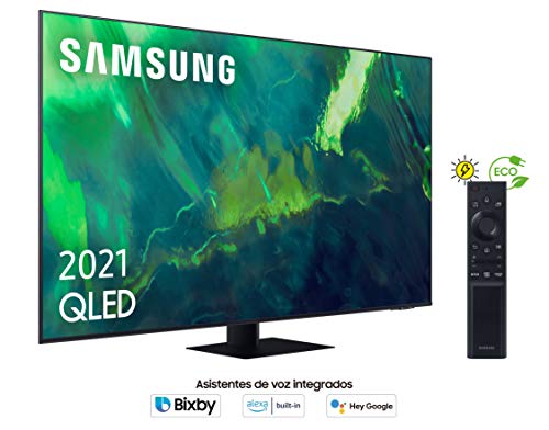 Samsung QLED 4K 2021 55Q74A - Smart TV de 55" con Resolución 4K UHD, Procesador QLED 4K con IA, Quantum HDR10+, Wide Viewing Angle, Motion Xcelerator Turbo+, OTS Lite y Alexa Integrada.