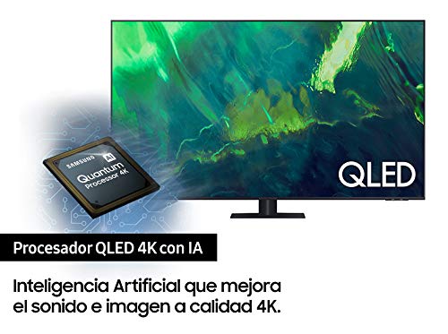 Samsung QLED 4K 2021 55Q74A - Smart TV de 55" con Resolución 4K UHD, Procesador QLED 4K con IA, Quantum HDR10+, Wide Viewing Angle, Motion Xcelerator Turbo+, OTS Lite y Alexa Integrada.
