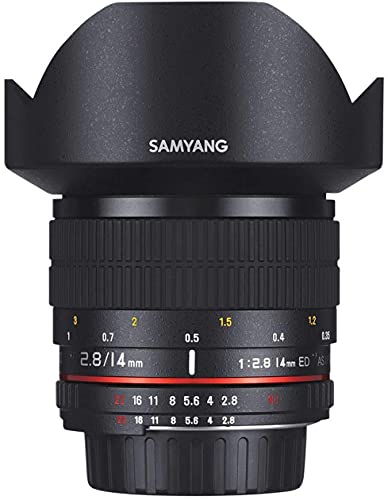 Samyang F2.8 - Objectivo para Canon, (14 mm IF ED UMC, Ultra Wide Angle Lens), Negro
