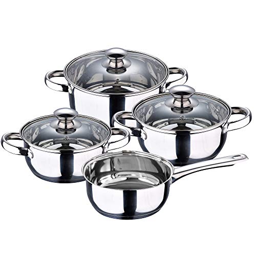 San Ignacio Batería de cocina 7 piezas en acero inoxidable + Juego de 3 sartenes 16/20/24 cm, PK3375