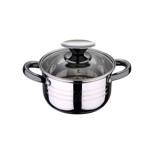 San Ignacio Bateria de cocina 8 piezas-acero inoxidable-tapas de vidrio-apta para inducción-Colección Hita, Ø16 Ø18 Ø20 y Ø24 cms