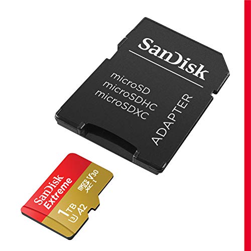 SanDisk UHS-I, Tarjeta de Memoria microSDXC con Adaptador SD, hasta 160 MB/s, Speed Class 3 (U3), V30, 1TB, Oro/Rojo