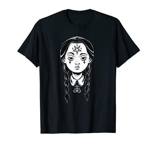 Satanic Goth Punk Girl Creepy Devil Pentagram Punk Rock Camiseta