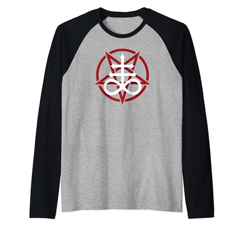 Satanic Leviathan Cross And Pentagram Camiseta Manga Raglan