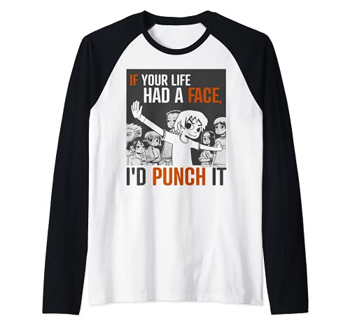 Scott Pilgrim Vs. The World Face Punch Poster Camiseta Manga Raglan