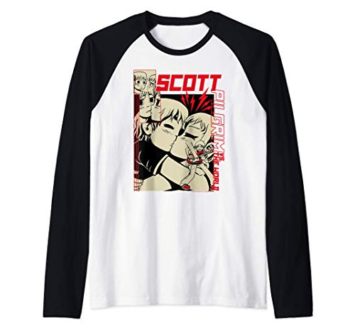 Scott Pilgrim Vs. The World Ramona and Scott Anime Poster Camiseta Manga Raglan