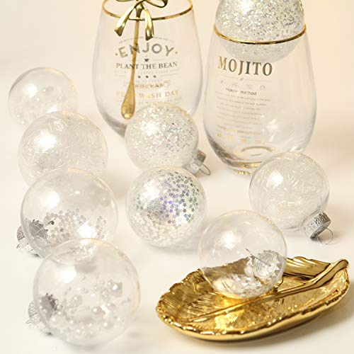 Sea Team 70mm/2.76" Adornos Variados Transparentes Bolas de Navidad,Decoraciones Ornamentales Resistente.para Colgar en el árbol de Navidad,Paquete de Regalar Portátil Set de Navidad(24pcs)