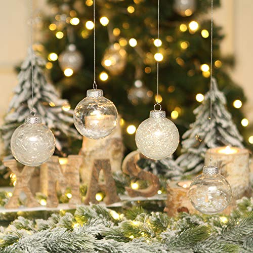 Sea Team 70mm/2.76" Adornos Variados Transparentes Bolas de Navidad,Decoraciones Ornamentales Resistente.para Colgar en el árbol de Navidad,Paquete de Regalar Portátil Set de Navidad(24pcs)