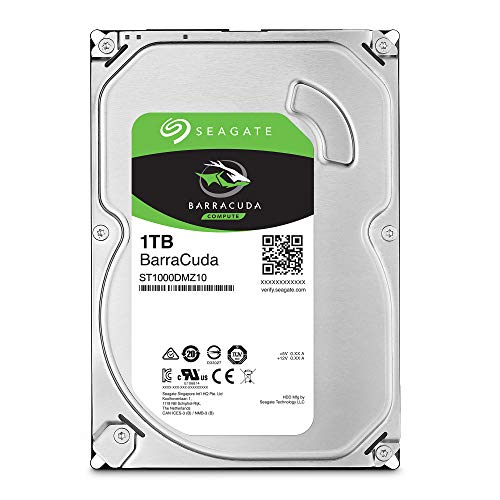 Seagate BarraCuda, 1 TB, Disco duro interno, HDD, 3,5", SATA 6 GB/s, 7200 RPM, caché de 64 MB para ordenador de sobremesa y PC, Paquete Abre-fácil (ST1000DMZ10)