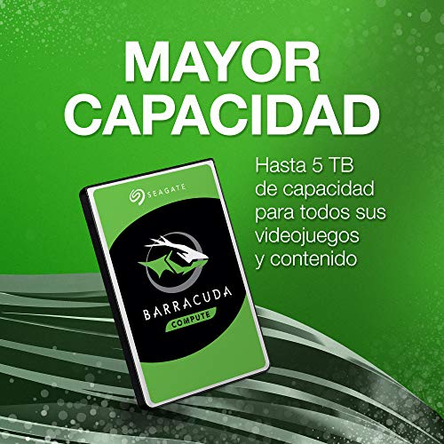 Seagate BarraCuda, 2 TB, Disco duro interno, HDD, 2,5" SATA 6 GB/s, 5400 RPM, caché de 128 MB para ordenador portátil y PC (ST2000LM015)