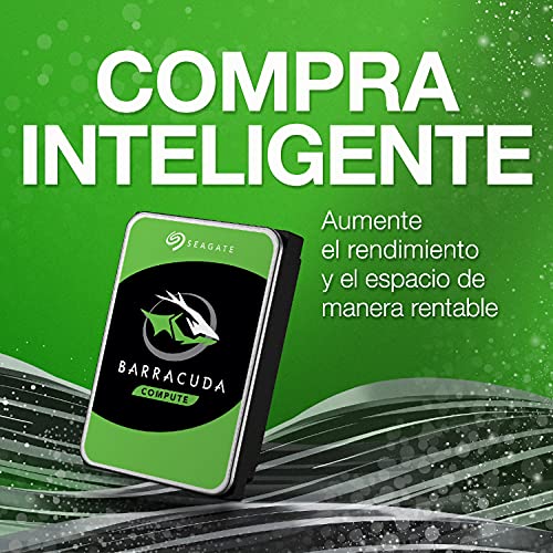 Seagate BarraCuda, 2 TB, Disco duro interno, HDD, 3,5", SATA 6 GB/s, 7200 RPM, caché de 64 MB para ordenador de sobremesa y PC, Paquete Abre-fácil (ST2000DMZ08)