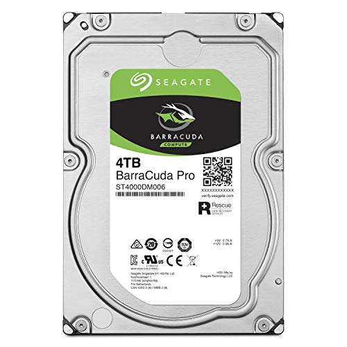 Seagate BarraCuda Pro, 4TB, Disco duro interno de alto rendimiento, HDD, 3,5" SATA 6 Gb/s, 7200 r.p.m., caché de 256 MB para PC, recuperación de datos, Paquete Abre-fácil (ST4000DMZ06)