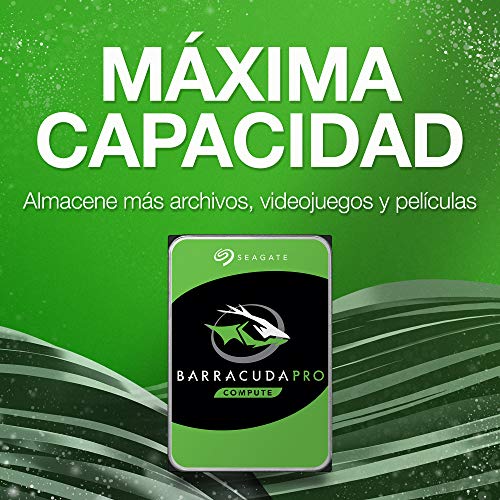 Seagate BarraCuda Pro, 4TB, Disco duro interno de alto rendimiento, HDD, 3,5" SATA 6 Gb/s, 7200 r.p.m., caché de 256 MB para PC, recuperación de datos, Paquete Abre-fácil (ST4000DMZ06)