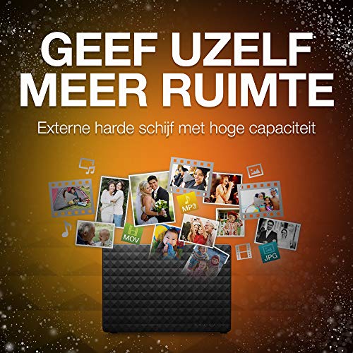 Seagate Expansion Desktop, 4 TB, Disco Duro Externo, HDD, USB 3.0 para PC, Ordenador portátil y Mac (STEB4000200) + Amazon Basics - Funda de Disco Duro, Color Negro y Naranja