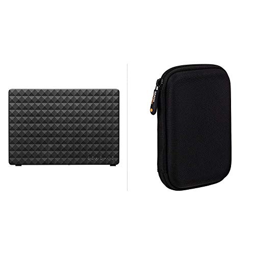 Seagate Expansion Desktop, 4 TB, Disco Duro Externo, HDD, USB 3.0 para PC, Ordenador portátil y Mac (STEB4000200) + Amazon Basics - Funda de Disco Duro, Color Negro y Naranja