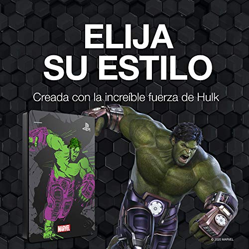 Seagate Game Drive para PS4 2 TB, Disco Duro portátil Externo HDD: USB 3.0, Avengers Special Edition – Hulk, compatible con PS4 y PS5 (STGD2000204)