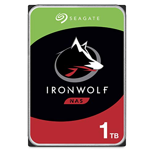 Seagate IronWolf, 1TB, NAS, Disco duro interno, HDD, CMR 3,5" SATA 6 Gb/s, 5900 r.p.m., caché de 64 MB para almacenamiento conectado a red RAID (ST1000VN002), Plateado