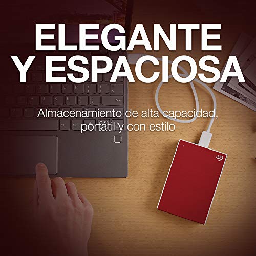 Seagate One Touch, 2 TB, Unidad Disco Duro Externa, Roja, USB 3.0, PC, Mac, Ordenador, 1 año MylioCreate, 4 meses Plan Adobe Creative Cloud Photography, 2 años de servicios Rescue (STKB2000403)