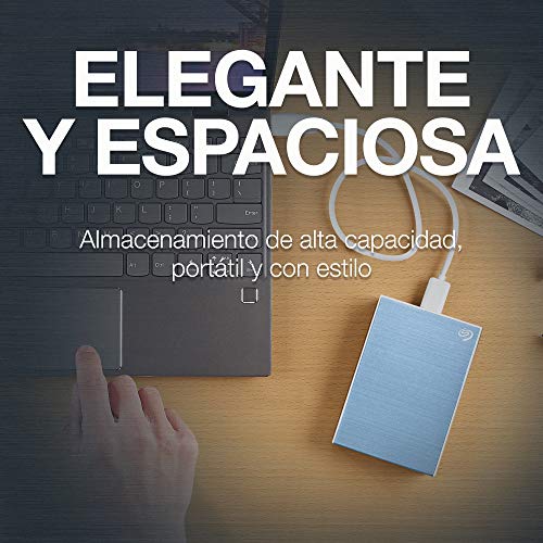 Seagate One Touch, 4 TB, Unidad Disco Duro Externa, Celeste, USB 3.0, PC, Mac, Ordenador, 1 año MylioCreate, 4 meses Plan Adobe Creative Cloud Photography, 2 años de servicios Rescue (STKC4000402)