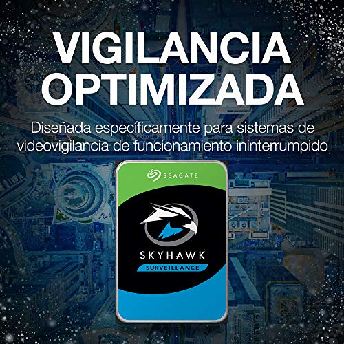Seagate SkyHawk, 4 TB, Disco Duro Interno De Vigilancia, HDD 3.5" SATA 6 Gb/s, caché 64 MB, DVR, sistema de cámaras de seguridad NVR y 3 años de servicios Rescue (ST4000VX007)