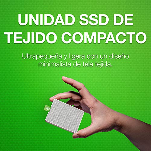 Seagate Ultra Touch SSD, 500 GB, Disco Duro Externo Portátil SSD, blanco, USB-C USB 3.0 para PC & MAC, 4 meses del Plan Adobe Creative Cloud Photography y 3 años de servicios Rescue (STJW500400)