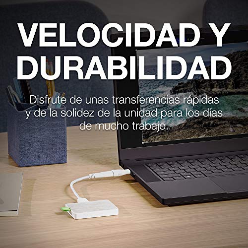 Seagate Ultra Touch SSD, 500 GB, Disco Duro Externo Portátil SSD, blanco, USB-C USB 3.0 para PC & MAC, 4 meses del Plan Adobe Creative Cloud Photography y 3 años de servicios Rescue (STJW500400)