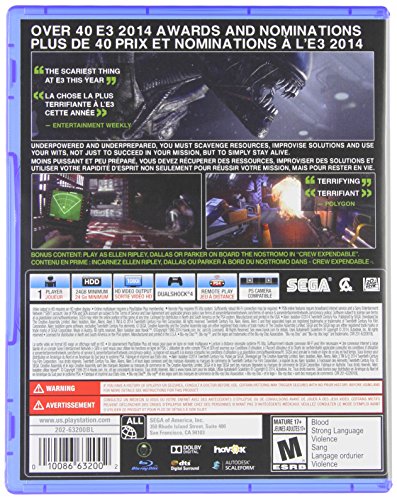 SEGA Alien Isolation, PS4 - Juego (PS4, PlayStation 4, Shooter / Horror, M (Maduro))