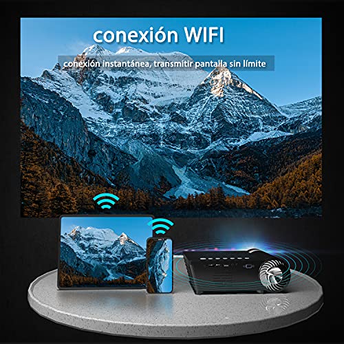 Selvim Proyector WiFi Bluetooth, 6000 Lúmenes Mini Proyector Portátil para Móvil Soporta 1080P, 60000 Horas LED, Compatible con PS5 PS4 TV Stick HDMI VGA USB AV para Cine en Casa Películas