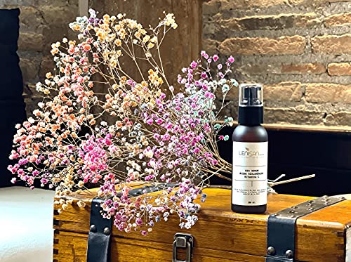 Serum facial de ácido hialurónico puro y vitamina C (100 ml). 100% natural. Efecto antiarrugas instantáneo y duradero para cara, contorno de ojos, cuello y escote.