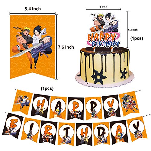 Set de decoración de Fiesta,JPYH Juego De Fiesta TemáTica De Naruto Anime JaponéS Feliz CumpleañOs Banner Globo Tarjeta De Pastel Fiesta Combinada