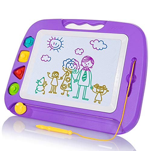 SGILE Pizarra Magnética Infantil, 42x32cm Grande Magnético Pintura de la Escritura Doodle Sketch Pad, Juguetes para Niños Infantiles, Morado