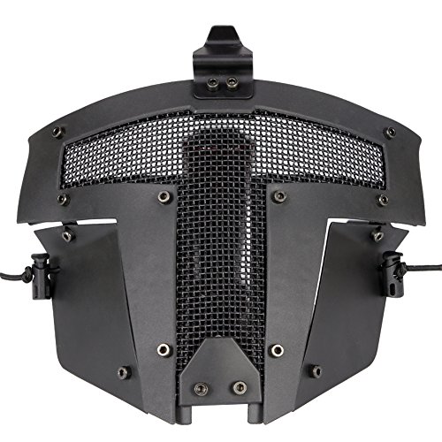 SGOYH Airsoft Tactical Máscara protectora de malla de cara completa Paintball Upgrade Metal Steel Mask para BB Gun Shooting Cs Game Halloween Disfraz (negro)