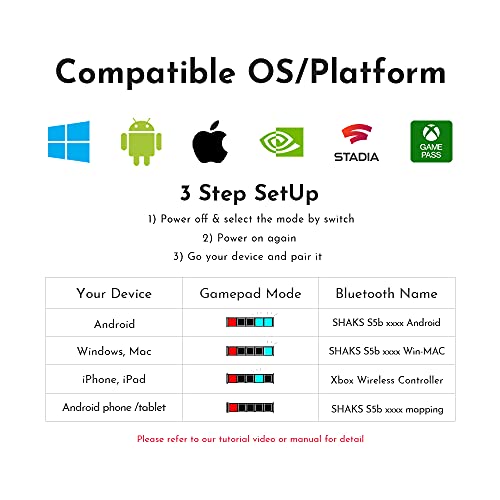 Shaks S5b Controlador de gamepad inalámbrico para Android, Windows, iOS y X-Cloud, Stadia, GeForce - juegos para móvil portátil, impulsado por Qualcomm, incluyendo 3 meses de paso Blacknut Clould Game