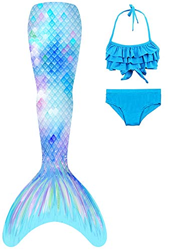 shepretty Cola de Sirena ​Bikini Set 3pcs para Niña de Traje de baño Cosplay,Regalos,Fiestas,R4,130