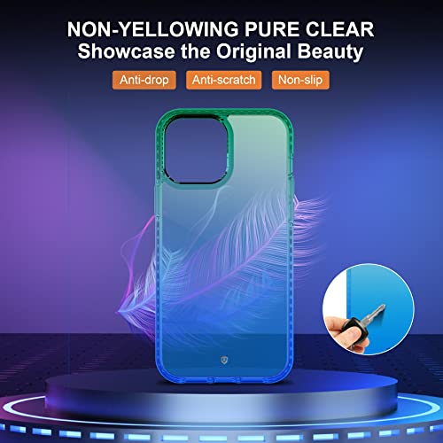 SHIELDON Funda Compatible con iPhone 13 Pro MAX 5G, Carcasa Trasparente con [Duro PC+Suave TPU] [Protector de Pantalla de Vidrio Templado], Funda Degradado para iPhone 13 Pro MAX 6.7", Verde y Azul