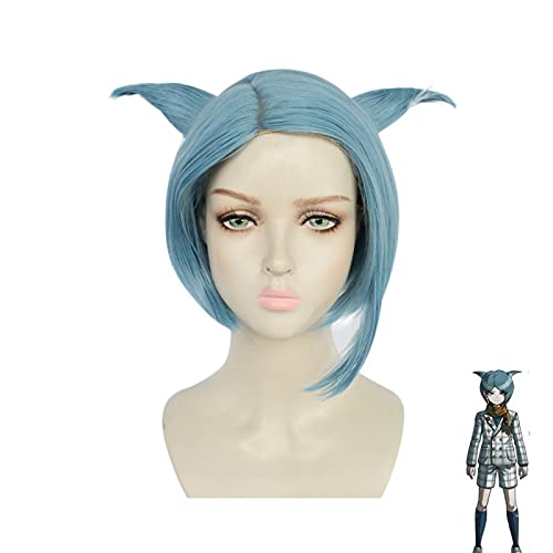 Shingetsu Nagisa Cosplay Wigs Game Danganronpa Another Episode Nagisa Shingetsu Mixed Blue High Temperature Fiber Hair Wig