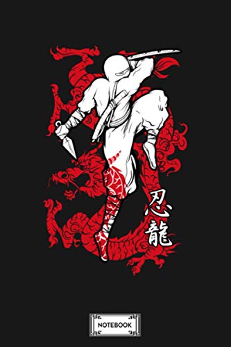Shinobi White Ninja Warrior And Red Dragon Notebook: Journal, Planner, Diary, Matte Finish Cover, 6x9 120 Pages, Lined College Ruled Paper