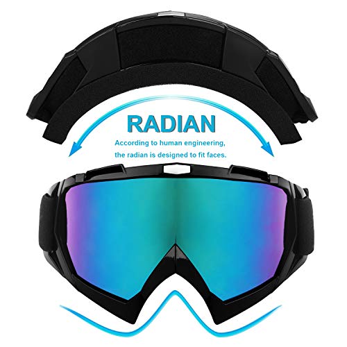 shirylzee Gafas de Moto UV Protección Gafas Ajustable Antifaz a prueba de viento para Viento Motocross Ciclismo esquí (lente colorida)