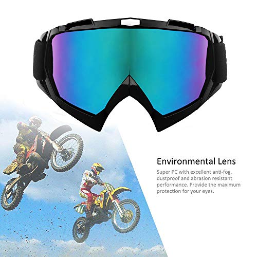 shirylzee Gafas de Moto UV Protección Gafas Ajustable Antifaz a prueba de viento para Viento Motocross Ciclismo esquí (lente colorida)